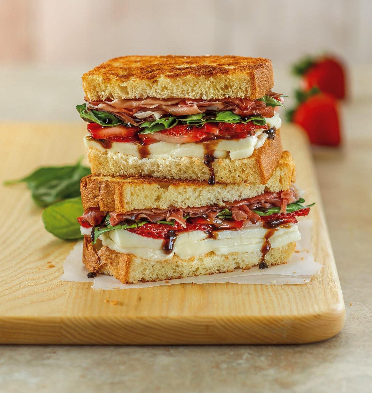 Strawberry Basil Prosciutto Grilled Cheese Galbani Cheese Authentic