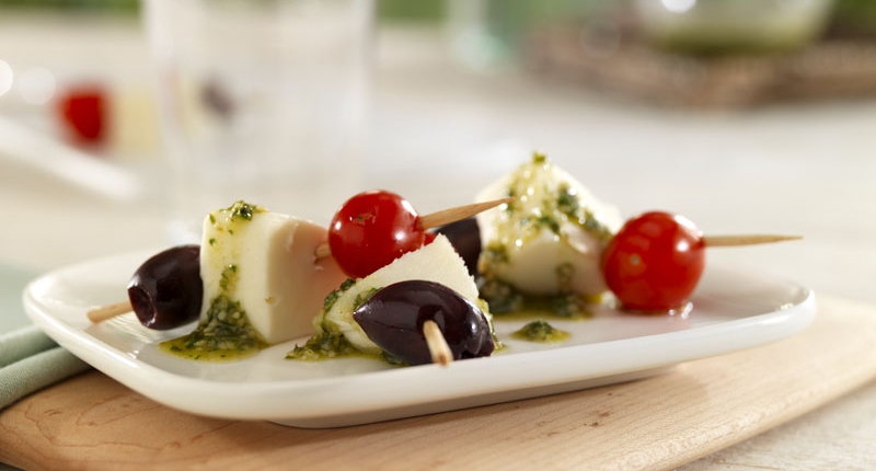 Caprese and Olive Skewers
