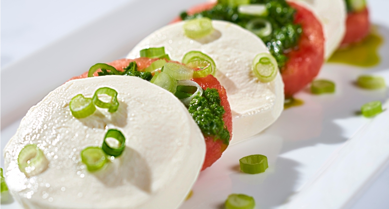 Watermelon Caprese with Lemon Arugula Pesto Watermelon Caprese with Lemon Arugula Pesto