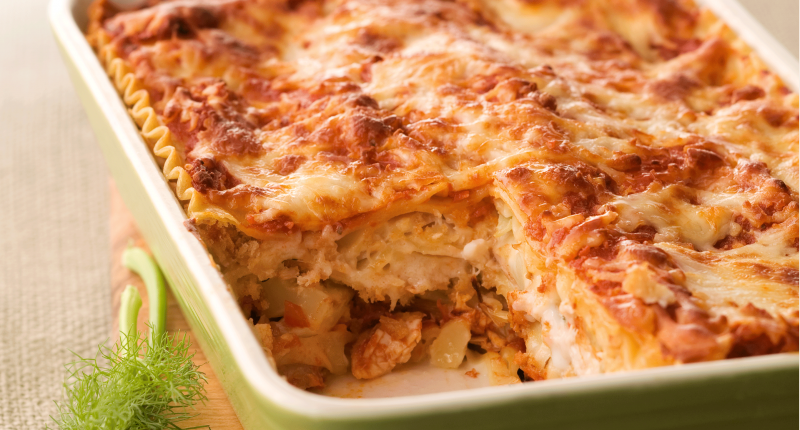 Chicken, Roasted Fennel, and Cauliflower Lasagna