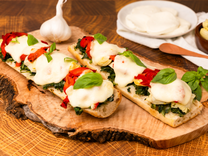 Spinach Artichoke French Bread Pizza - Galbani Cheese