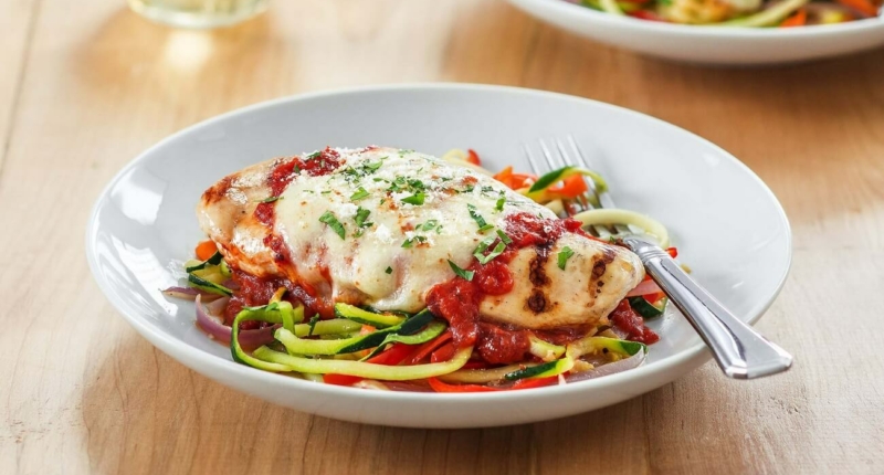 Grilled Chicken Parmesan with Zoodles Grilled Chicken Parmesan with Zoodles