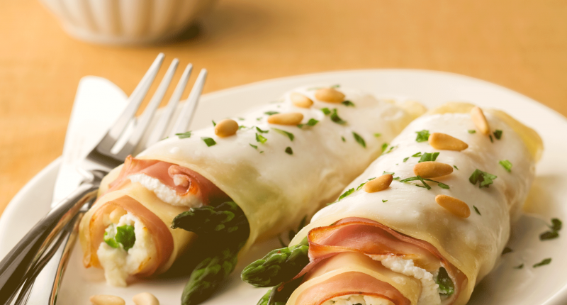 Lasagna Rollettes with Asparagus and Prosciutto