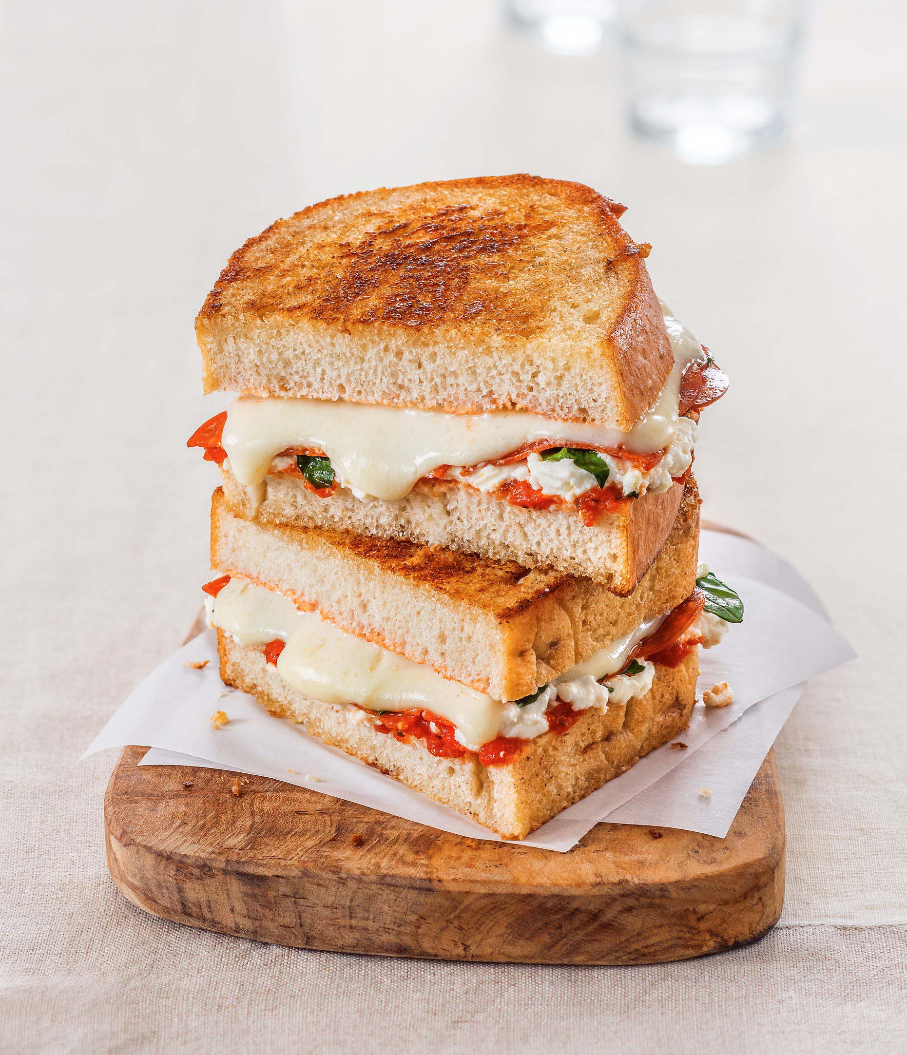 Margherita Pepperoni Grilled Cheese