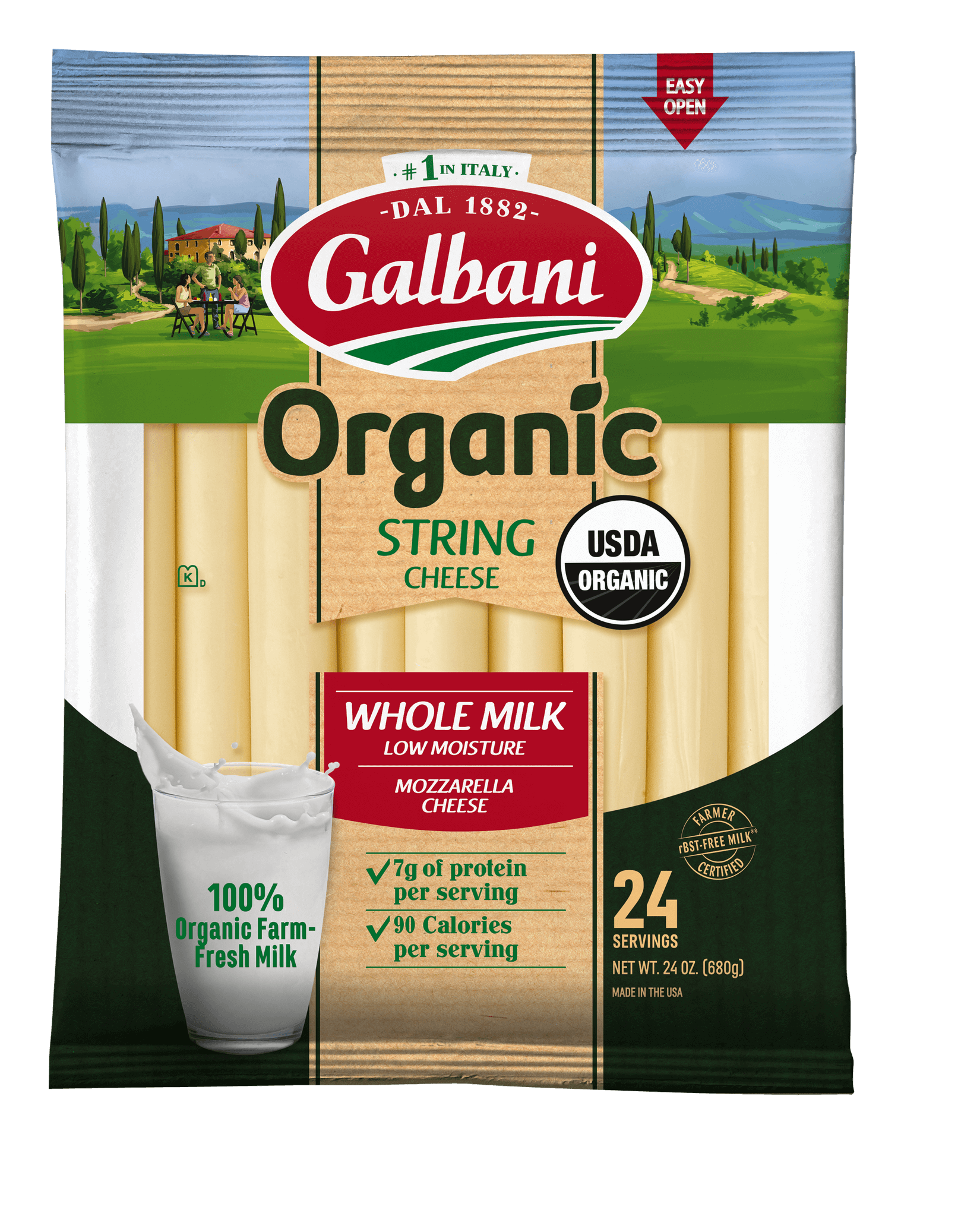 Organic Whole Milk Mozzarella String Cheese - Galbani Cheese