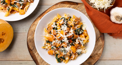 Penne with Sausage, Butternut Squash, and Kale - Galbani Cheese