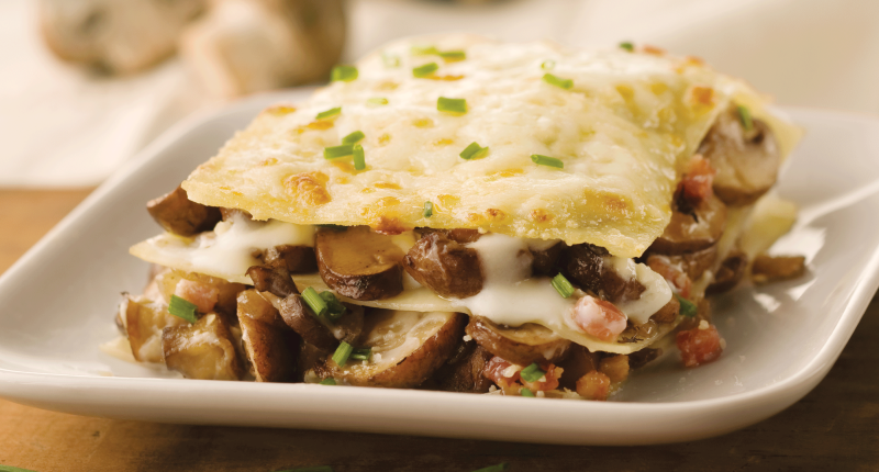 Portobello and Pancetta with Parmesan Lasagna