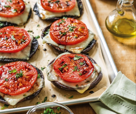 Portobello Caps with Roasted Tomato and Mozzarella - Galbani Cheese
