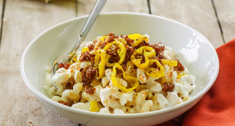 Stuffed Banana Pepper Mac & Cheese