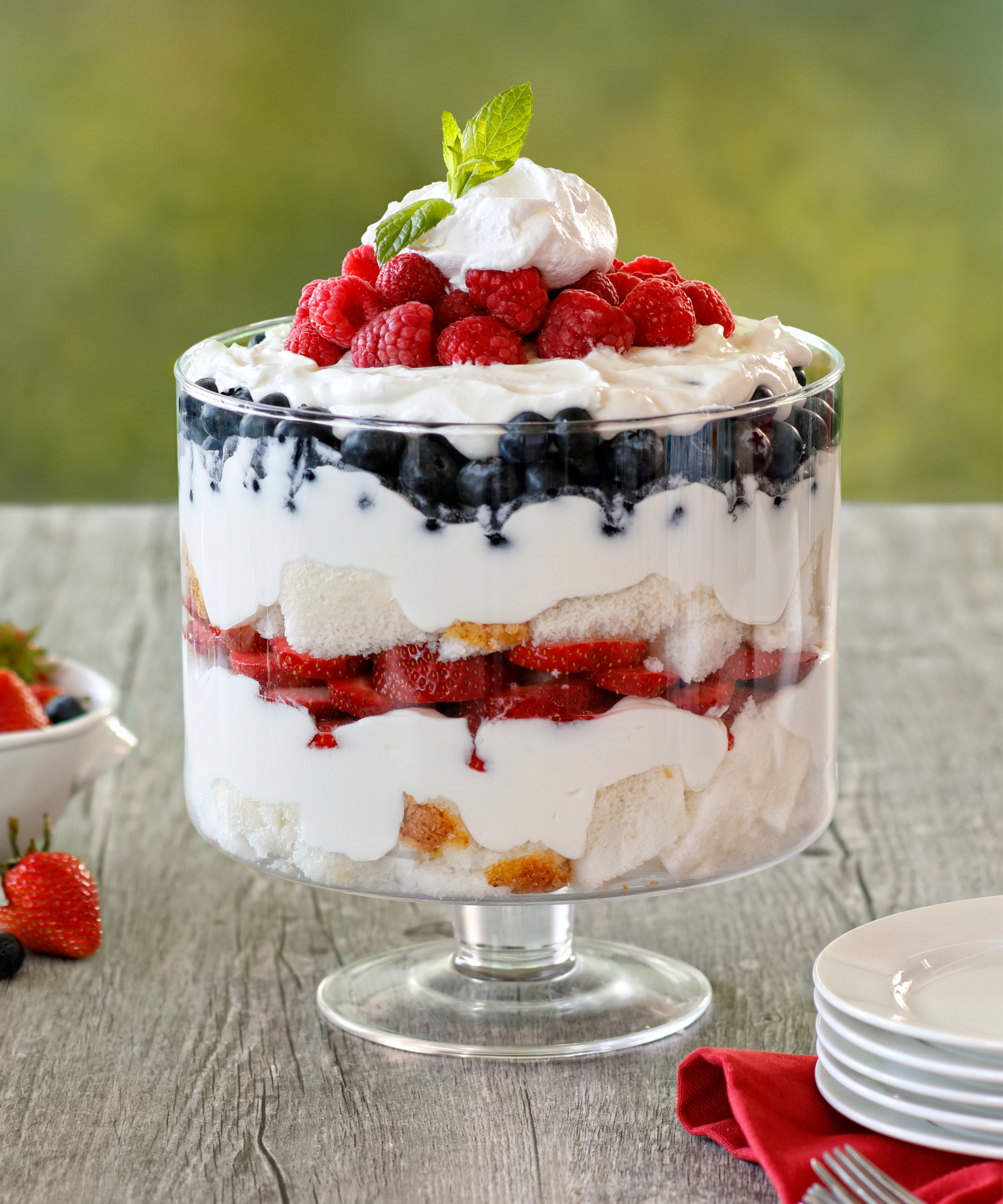 Red, White, and Blue Berry Trifle