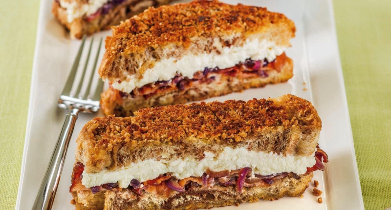 Breakfast Ricotta Granola Crumble Grilled Cheese