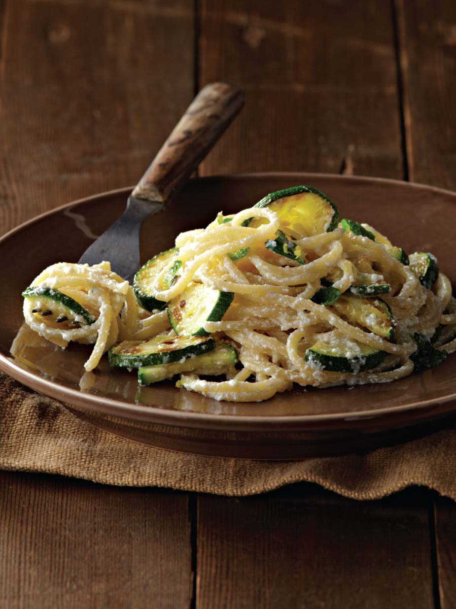 Spaghetti with Ricotta, Zucchini, Garlic, and Olive Oil