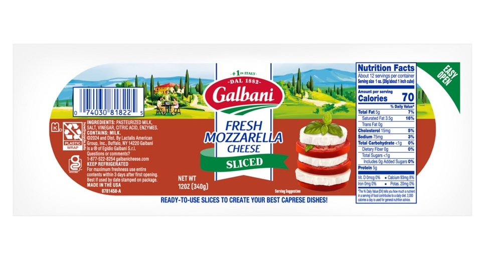 Fresh Mozzarella Sliced Log - Galbani Cheese