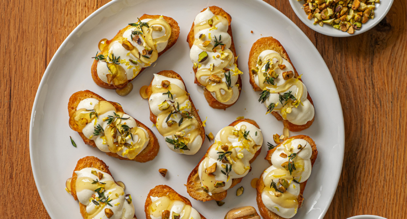 Lemon Honey Ricotta Crostini