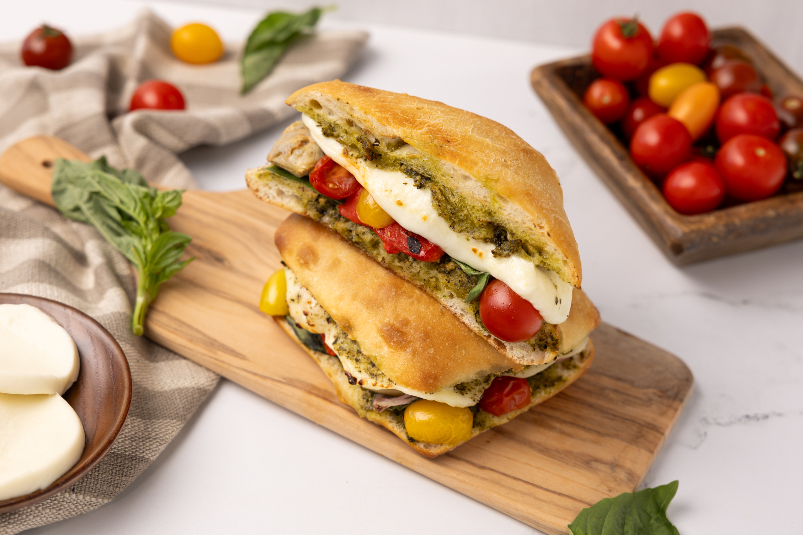 Roasted Cherry Tomato & Pesto Sandwich Fresh Mozzarella | Galbani Cheese