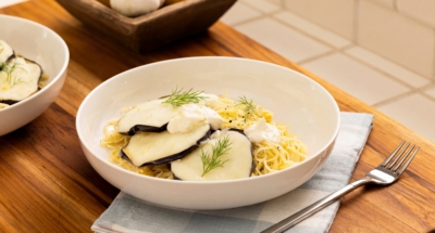 Eggplant Piccata Over Capellini Pasta - Galbani Cheese