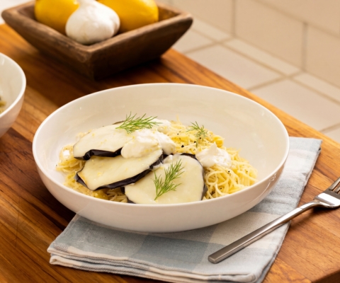 Eggplant Piccata Over Capellini Pasta - Galbani Cheese